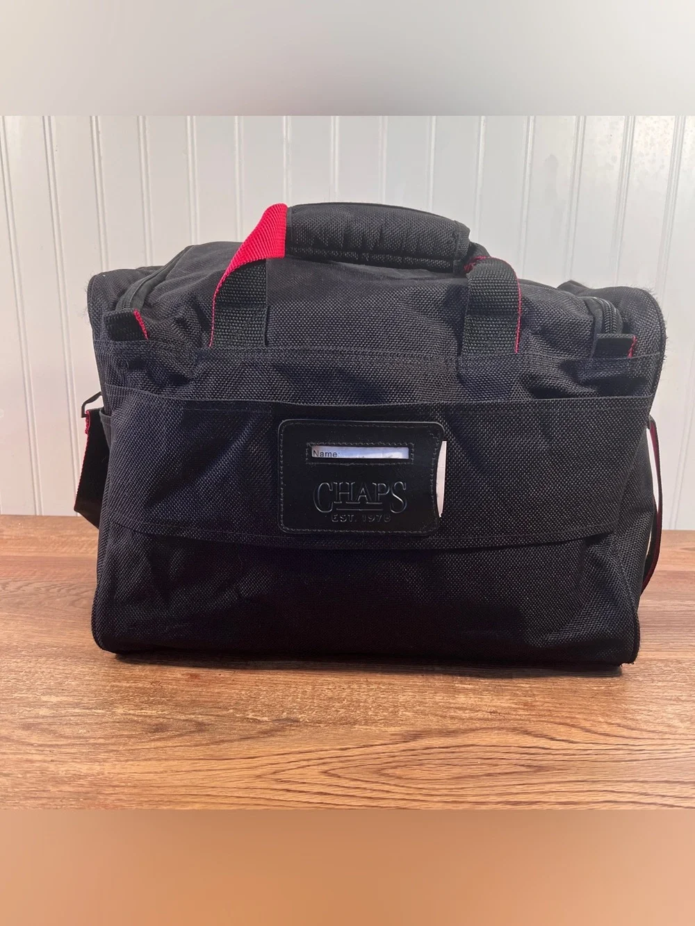 Chaps Black Travel Duffel Bag with Red Trim Overnight Bag